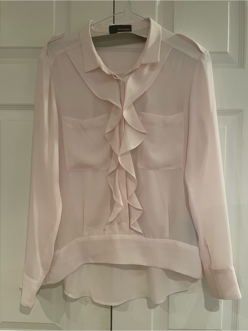 The Kooples Light Pink Ruffle Front Blouse